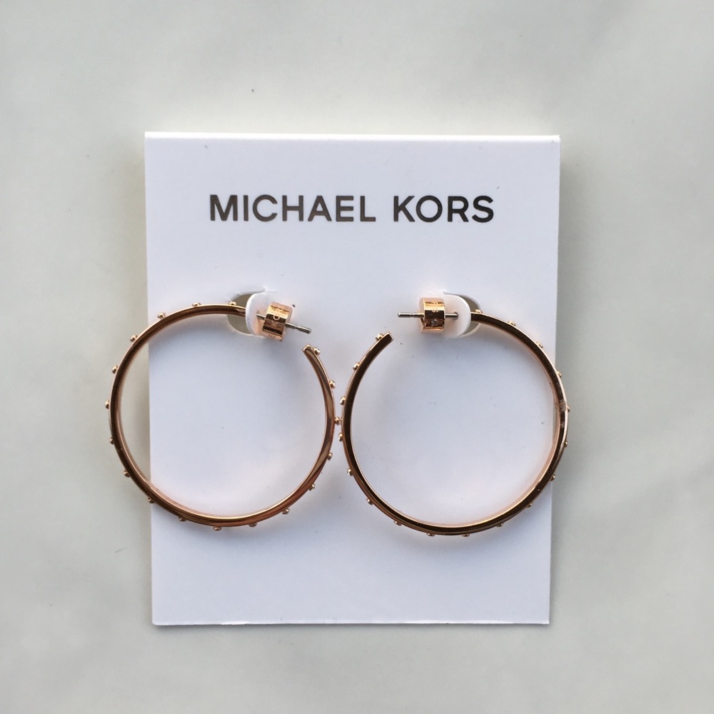 Michael Kors Rose Gold Studded Hoops